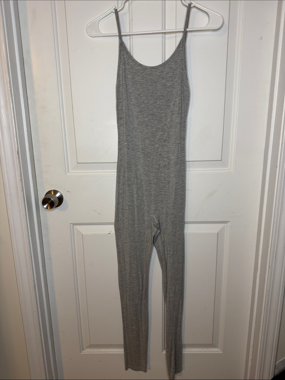 Fashion Nova Grey Ribbed Spaghetti Strap Jumpsuit